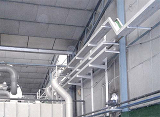 Cable tray 66 mounted in electrolytic refining area